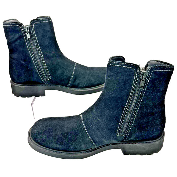 Clarks Shoes - CLARKS Women's Ankle Boots 9 Black Suede Leather Booties Boho Hippie Winter